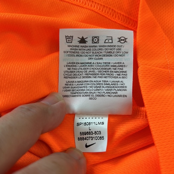 Nike Neon Orange Dry Fit Short sleeve Shirt Size L - Picture 7 of 7